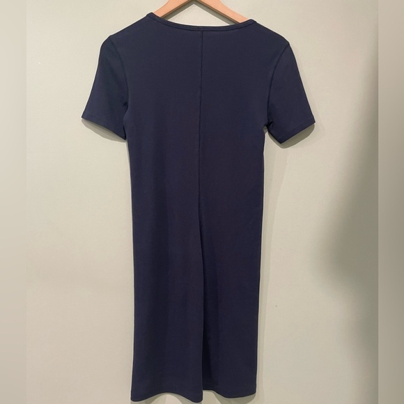 EVERLANE Navy Blue Pima Cotton Short Sleeve Mini Knit Dress Size Large - Picture 4 of 6